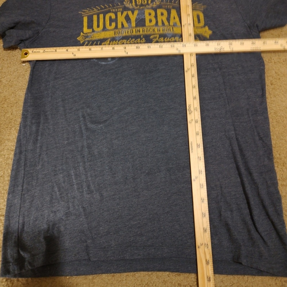Lucky Brand Mens T Shirt "Rooted in Rock N Roll" Graphic Tee Blue Size L